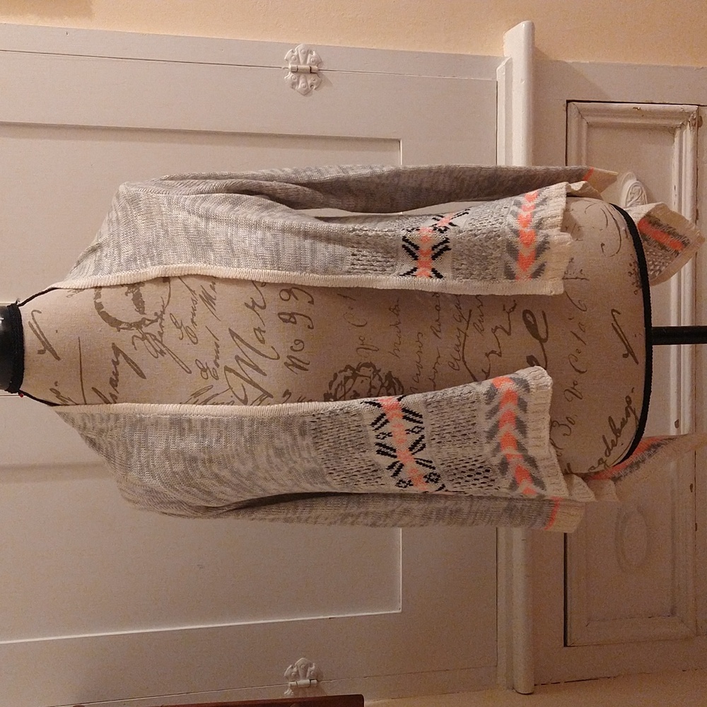 Xhilaration gray, black, cream and pink cardigan Sz XL